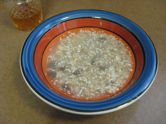 For quick-cooking hot oatmeal, mix equal parts of cereal and water in a bowl.