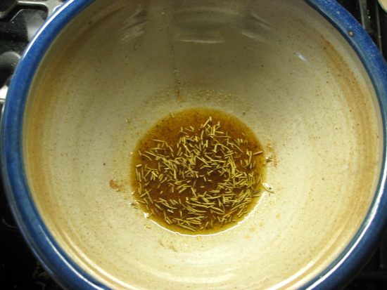 In a mixing bowl, combine the olive oil and spices.