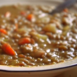 simple sprouted lentil soup with bacon 1