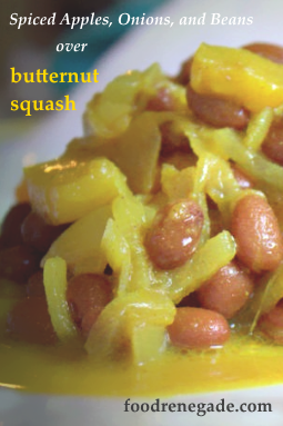 Spiced Apples, Onions, and Beans Over Butternut Squash