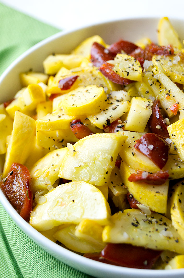 sautéed summer squash with peppers garlic and herbs