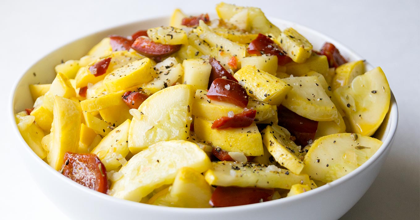 Sautéed summer squash with peppers garlic and herbs